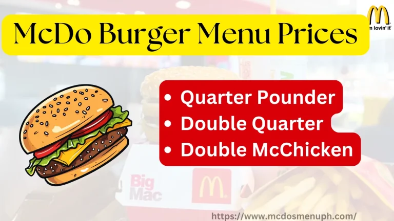 McDo Burger Menu Prices